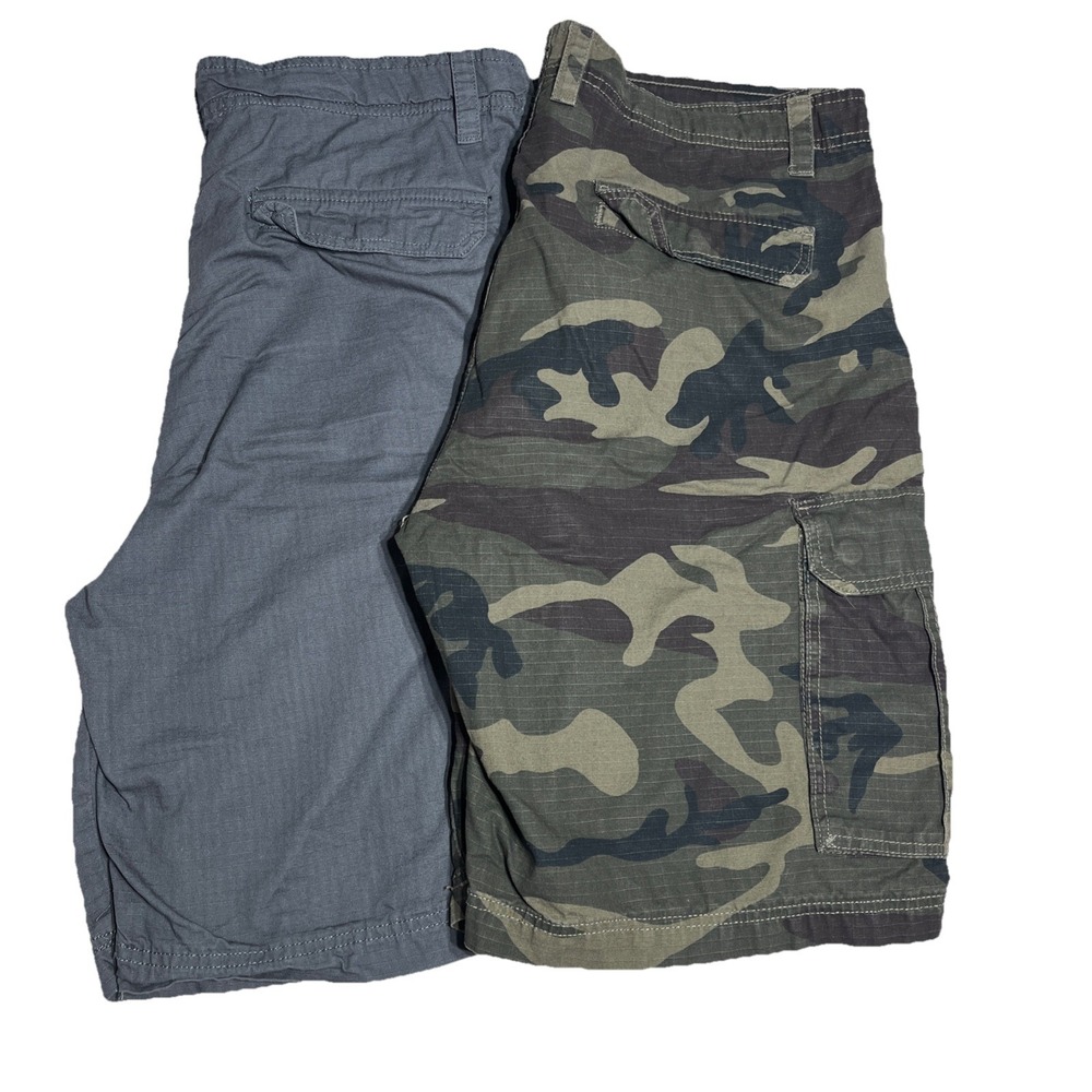 Y2K CSG Champs Sports Gear (2 pairs) Camo And gray Shorts Size 38 Hiking Work